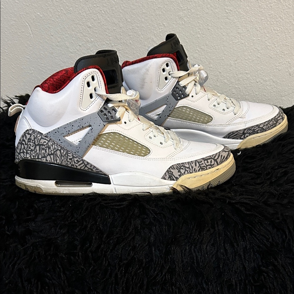 Nike Jordan Spizike White Cement and Black High-Top Sneakers size 10.5 EUC